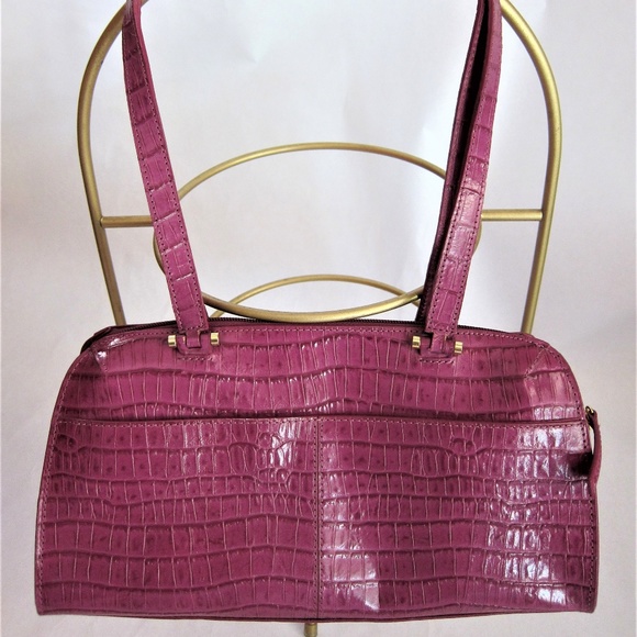 Etienne Aigner Bags Etienne Aigner Pink Croc Embossed Leather